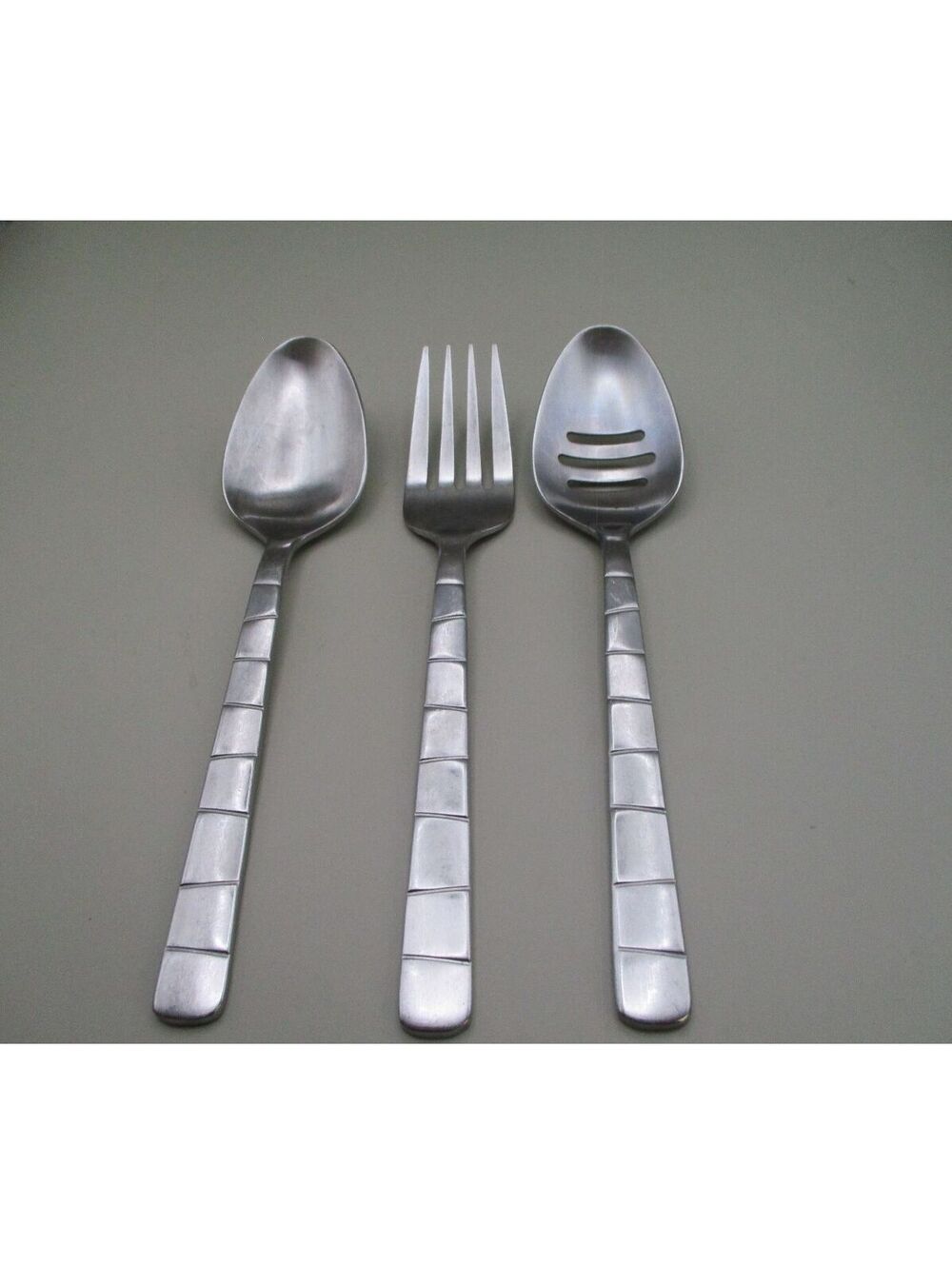 Oneida Modulus Black Satin Stainless Flatware Hostess Serving Set 3 Pc